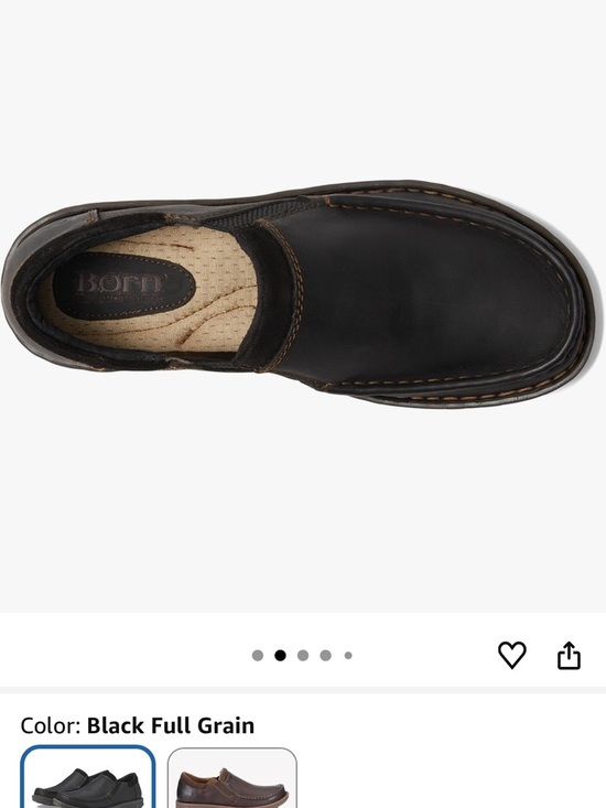 Born Black Leather Slip-On Loafer with Contrast Stitching